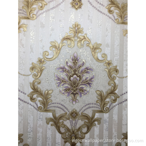 Luxury Damask Vinyl Wallpaper For Living Room Wallcovering
